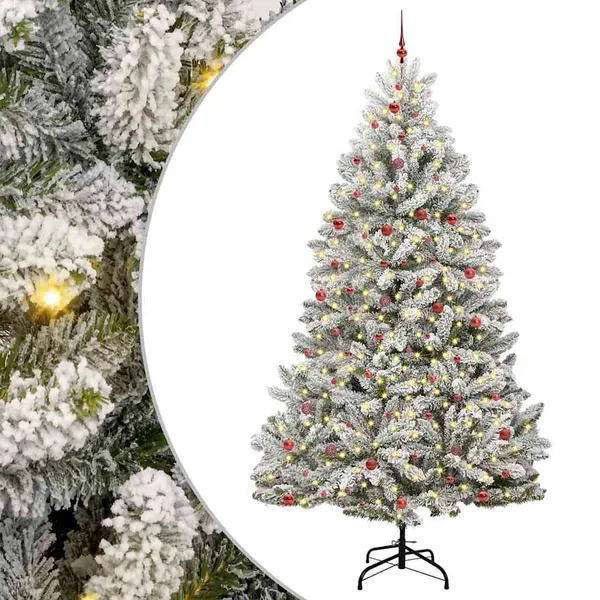 Sapin de Noël artificiel Vert et blanc 300 cm PVC et métal