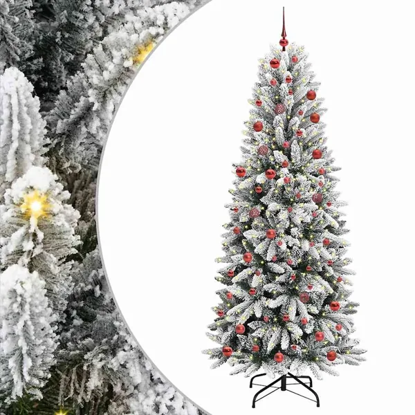 Sapin de Noël artificiel avec 300 LED avec support Blanc 210 cm