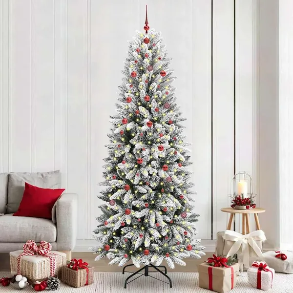 Sapin de Noël artificiel avec 300 LED avec support Blanc 240 cm