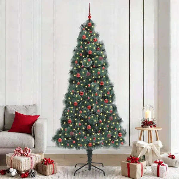 Sapin de Noël artificiel pré-éclairé avec ensemble de boules