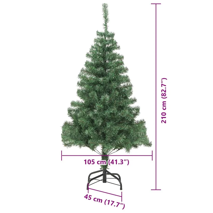 Sapin de Noël avec 300 LED avec support Vert 210 cm PVC - 16