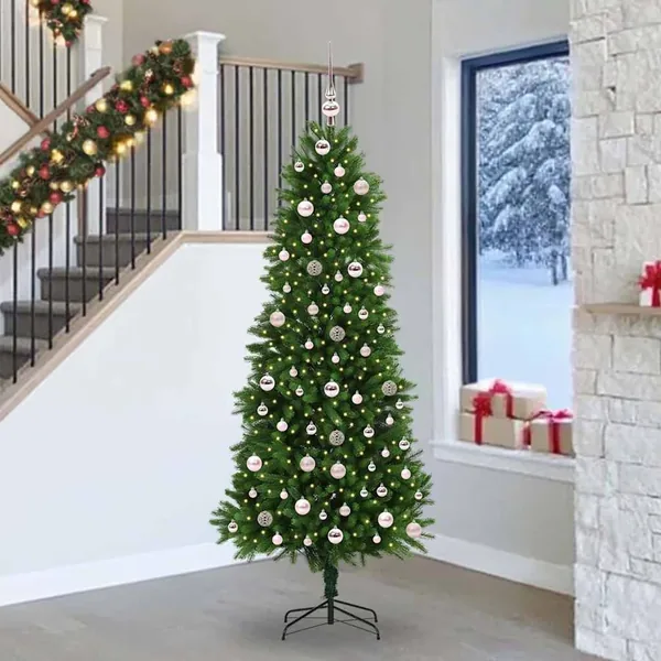 Sapin de Noël avec 300 LED avec support Vert 240 cm PE
