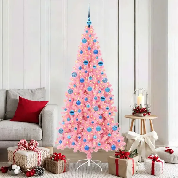 Sapin de Noël avec 300 LED avec support Rose 180 cm PVC