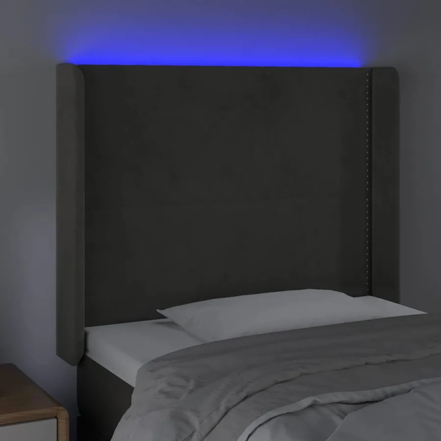 Tête de lit à LED Gris clair 103x16x118/128 cm Velours - 4
