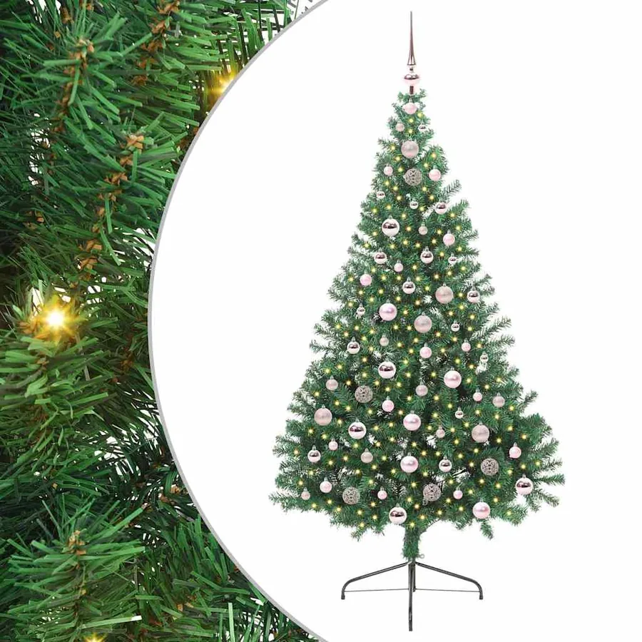 Sapin de Noël artificiel pré-éclairé Vert 210 cm PVC - 2