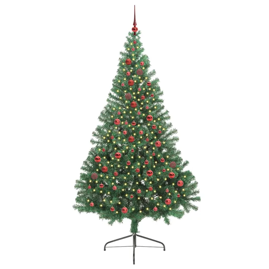Sapin de Noël artificiel pré-éclairé Vert 210 cm PVC - 3