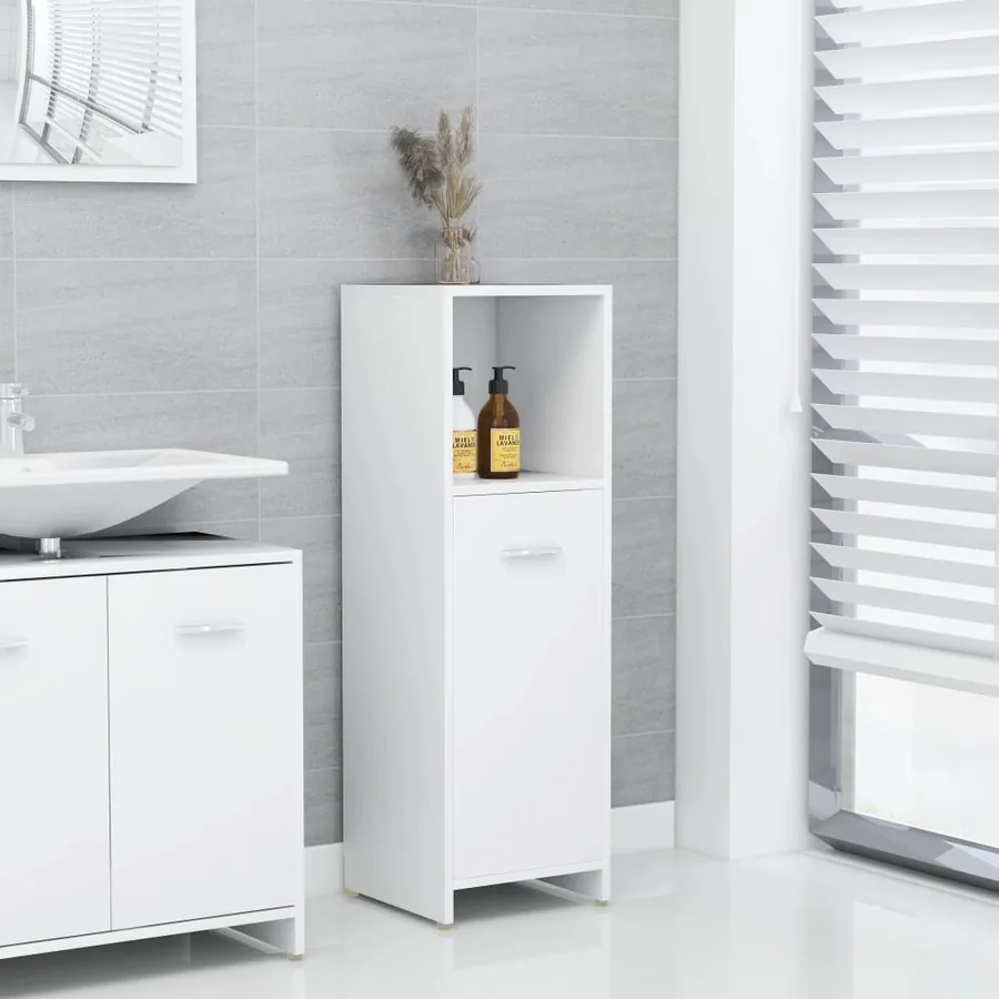 Armoire de salle de bain Blanc 30x30x95 cm Bois d'ingénierie