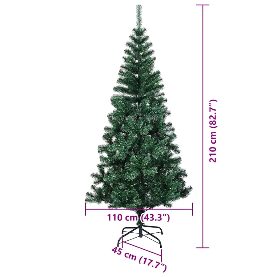 Sapin de Noël artificiel pré-éclairé Vert 210 cm PVC et métal - 16
