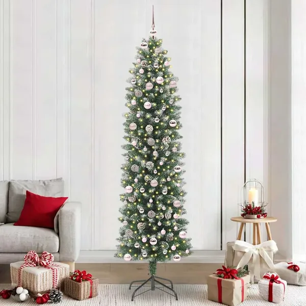 Arbre de Noël artificiel slim avec 300 LED Vert et blanc 240 cm
