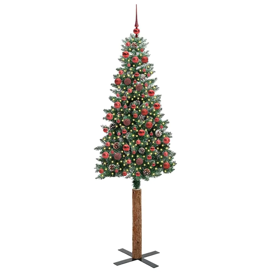 Sapin de Noël mince Vert 180 cm PVC et bois de pin massif - 2