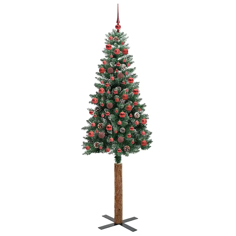 Sapin de Noël mince Vert 180 cm PVC et bois de pin massif - 3