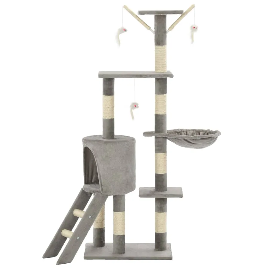 Arbre à chat avec griffoirs en sisal 138 cm Gris - 3