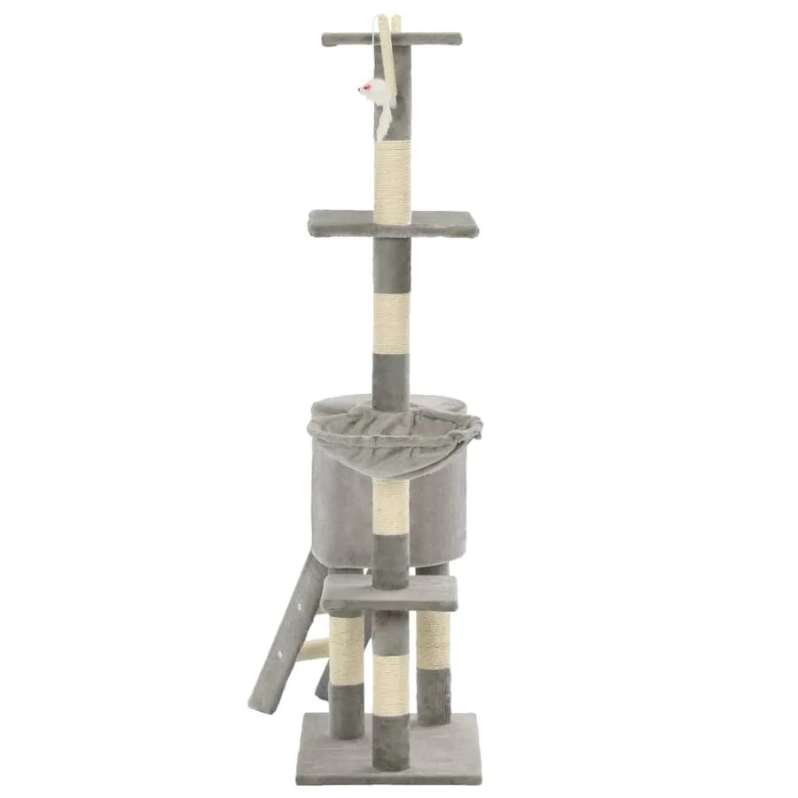Arbre à chat avec griffoirs en sisal 138 cm Gris - 5