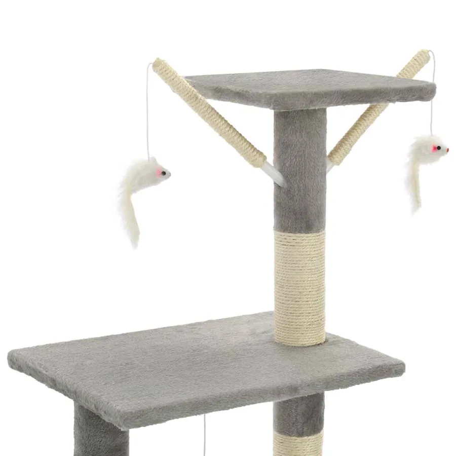 Arbre à chat avec griffoirs en sisal 138 cm Gris - 6