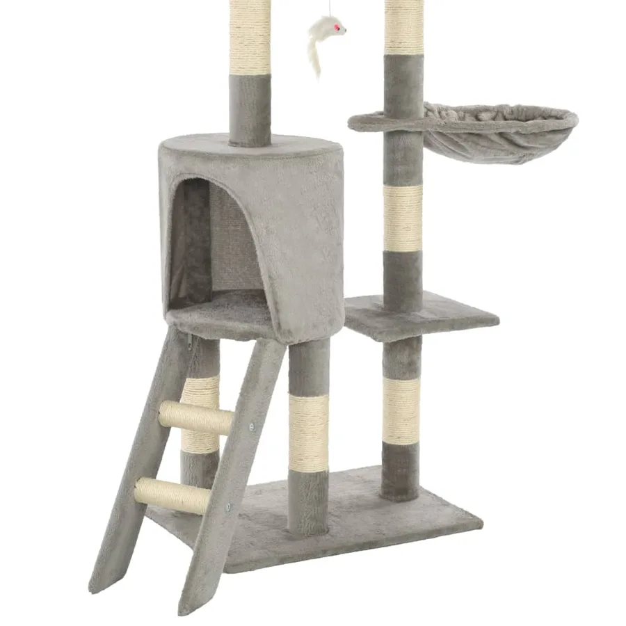 Arbre à chat avec griffoirs en sisal 138 cm Gris - 8
