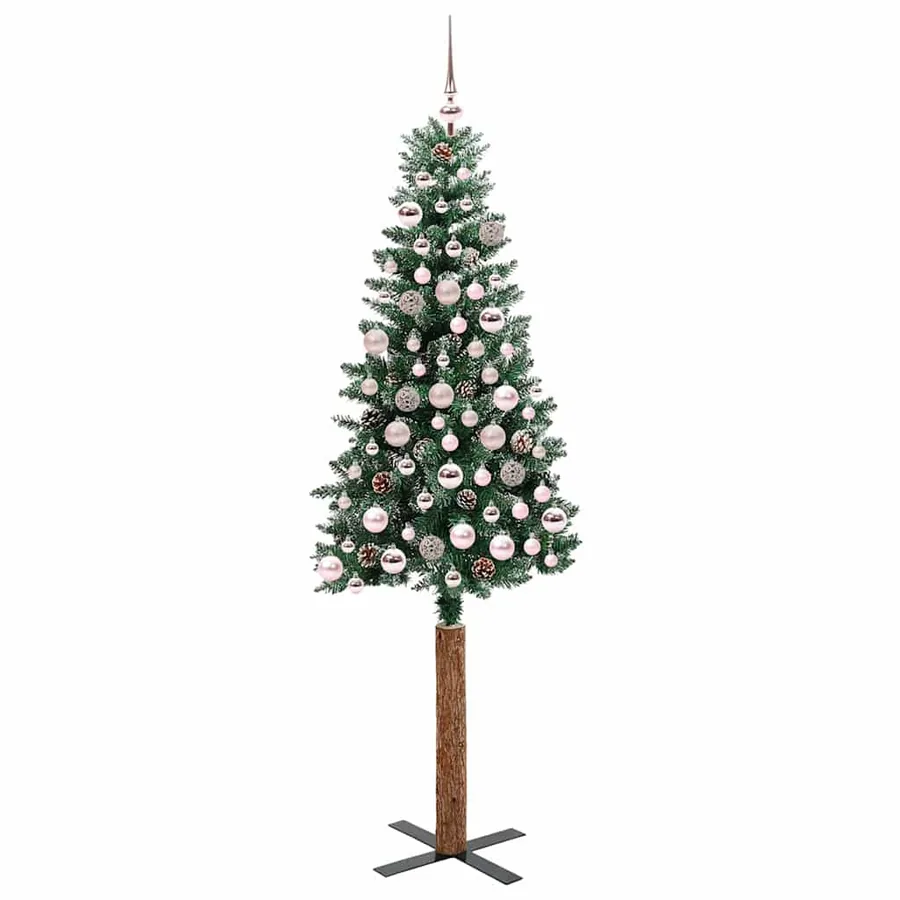 Sapin de Noël mince Vert 180 cm PVC et bois de pin massif - 3