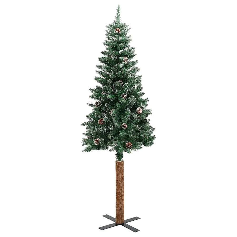 Sapin de Noël mince Vert 180 cm PVC et bois de pin massif - 4