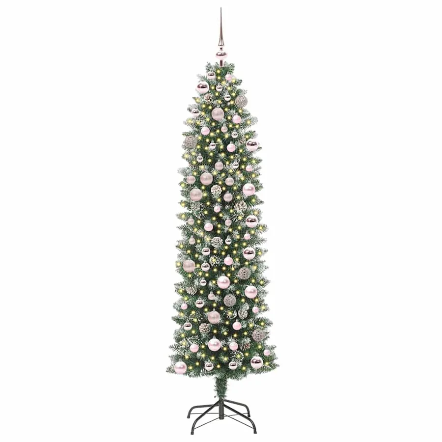 Arbre de Noël artificiel slim avec 300 LED Vert et blanc 180 cm - 2