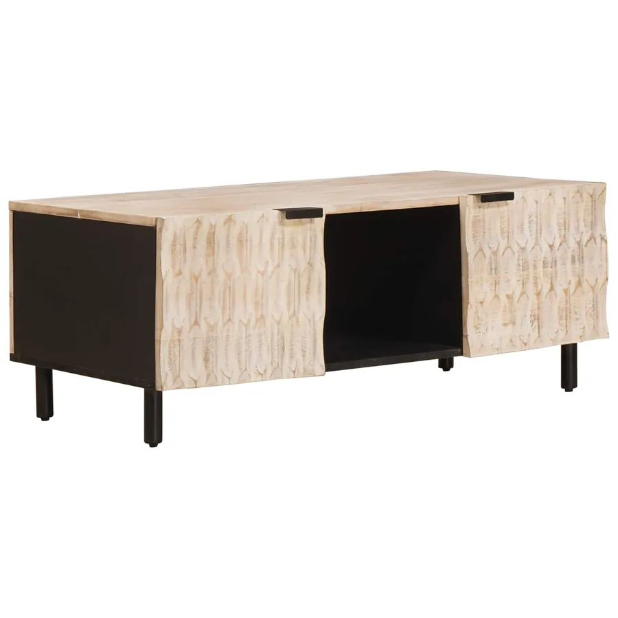 Table basse Blanc 100 x 54 x 40 cm Bois de mangue massif