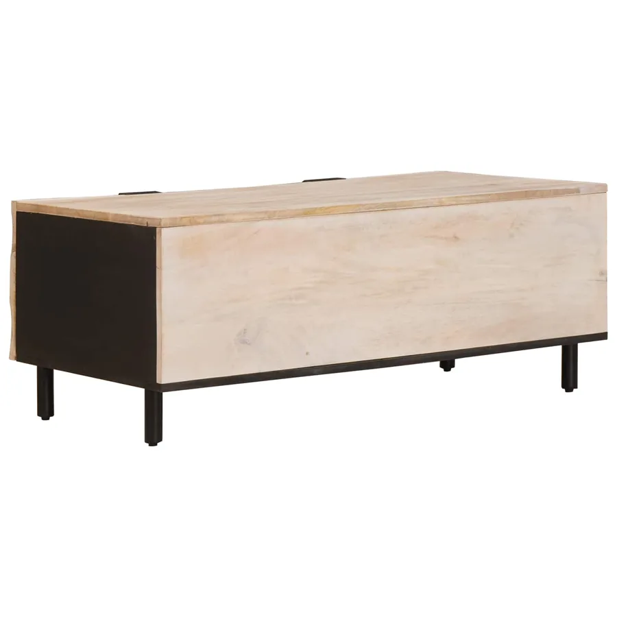 Table basse Blanc 100 x 54 x 40 cm Bois de mangue massif - 5