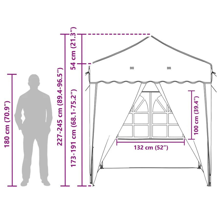 Tente de fête pop-up 195 x 195 x 245 cm Terre cuite - 20
