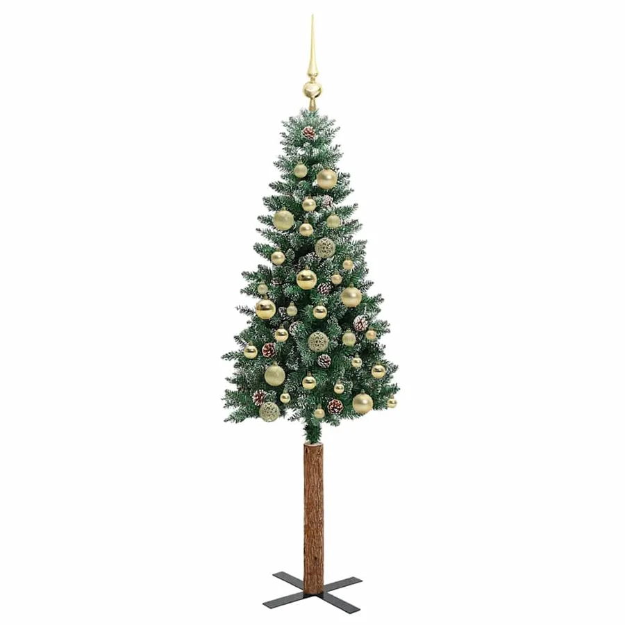 Sapin de Noël mince Vert 150 cm PVC et bois de pin massif - 4