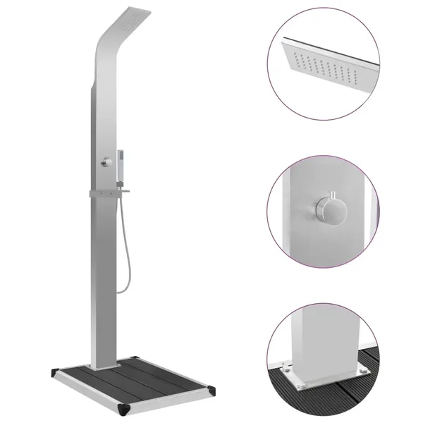 Outdoor shower with shower tray WPC Stainless steel