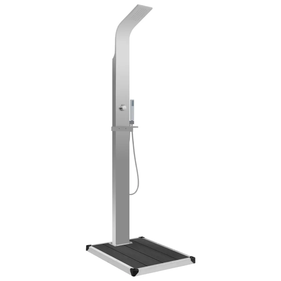 Douche d'extérieur avec receveur de douche WPC Acier inoxydable - 2