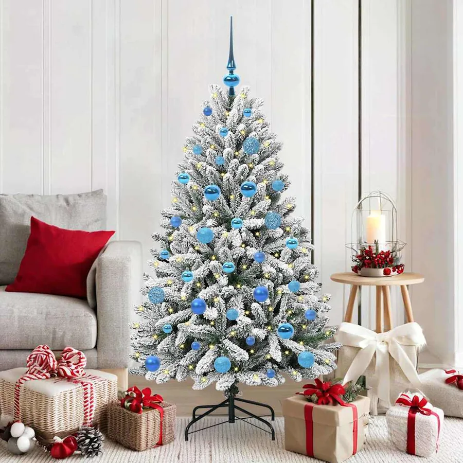 Sapin de Noël artificiel Vert et blanc 150 cm PVC et métal