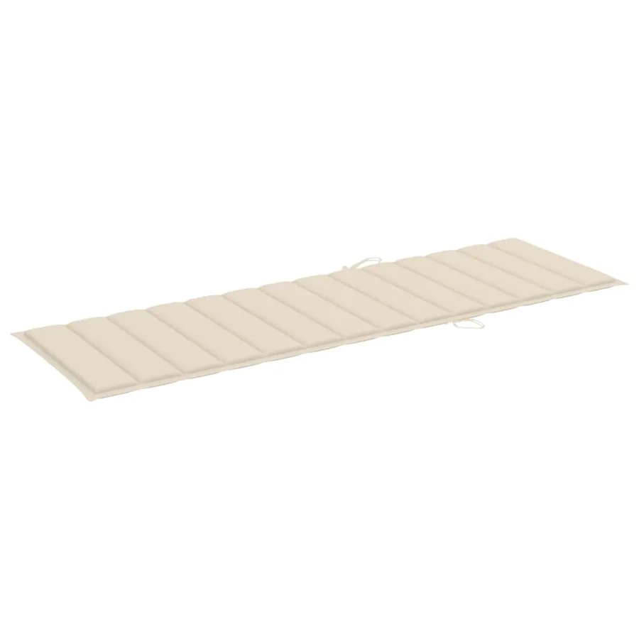 Chaise longue avec coussin crème Bois de pin imprégné - 6