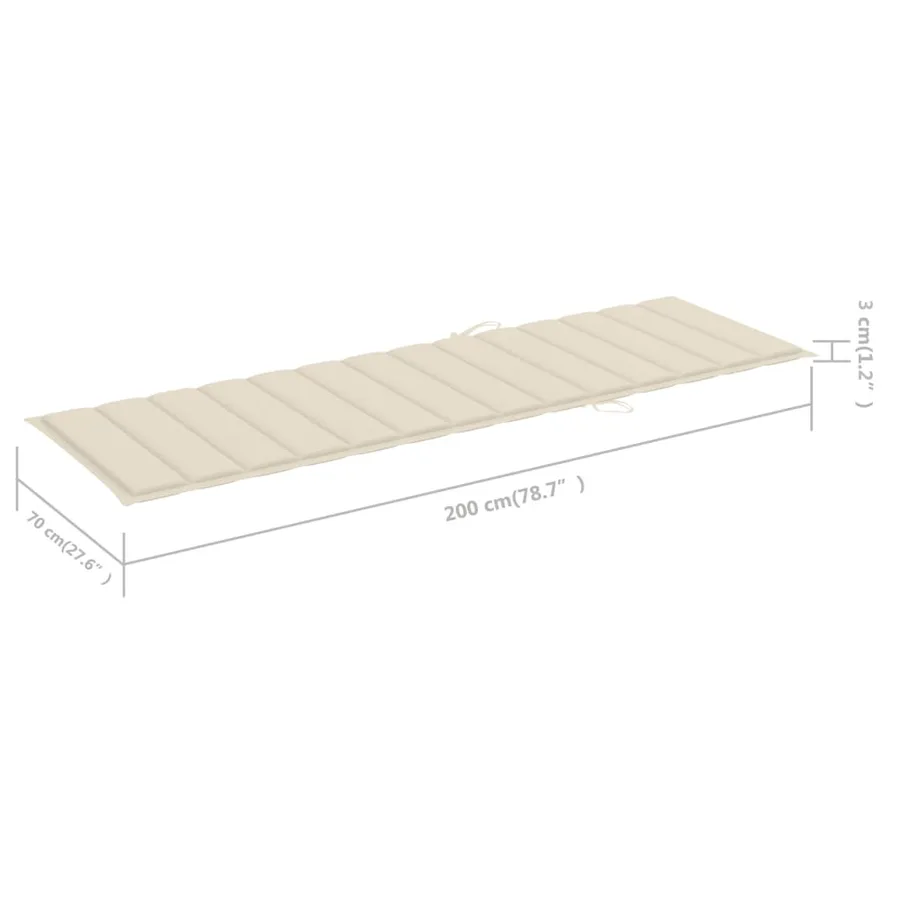 Chaise longue avec coussin crème Bois de pin imprégné - 7