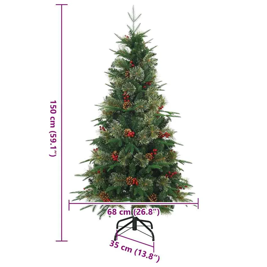 Sapin de Noël Artificiel à Branches Articulées Vert 150 cm - 17