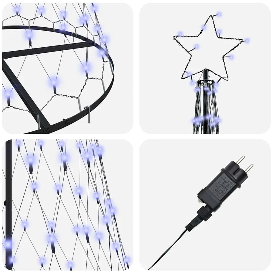 Arbre de Noël LED avec 295 LED avec support Bleu 250 cm Métal - 6