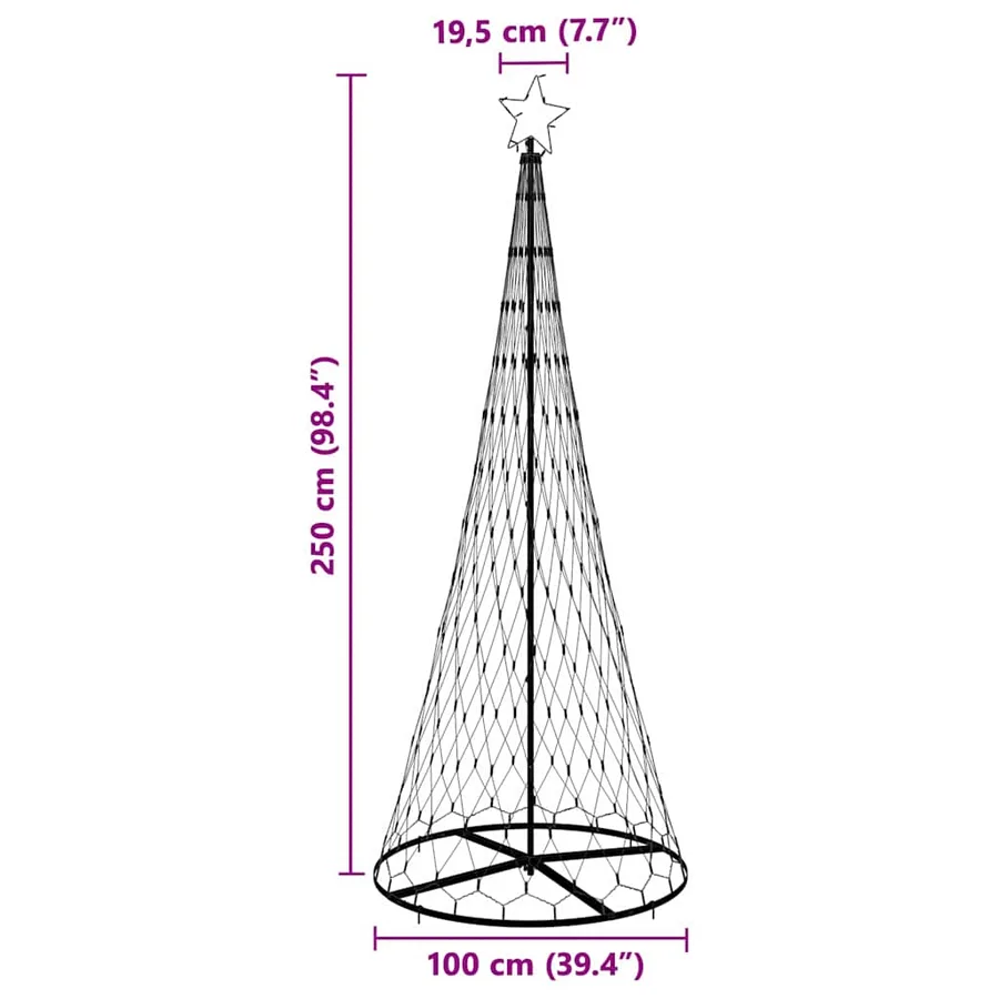 Arbre de Noël LED avec 295 LED avec support Bleu 250 cm Métal - 8