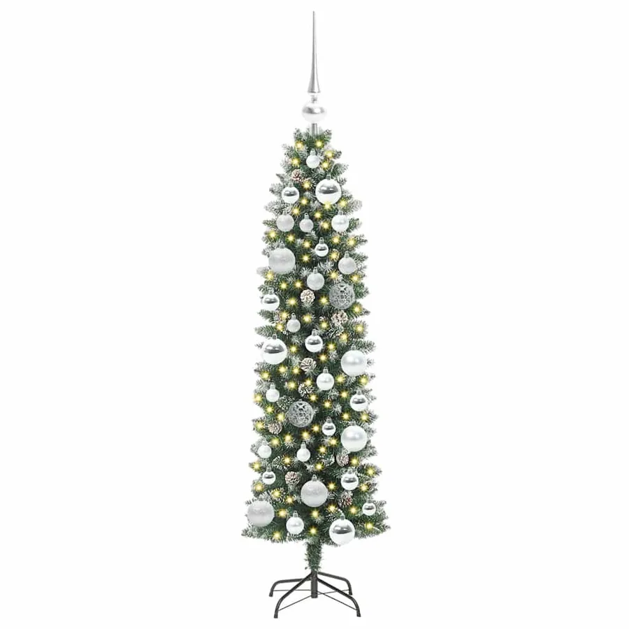 Arbre de Noël artificiel slim avec 150 LED Vert et blanc 120 cm - 3