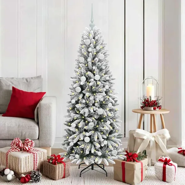 Sapin de Noël artificiel avec 150 LED avec support Blanc 150 cm