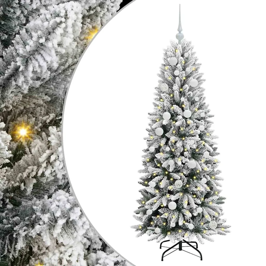 Sapin de Noël artificiel avec 150 LED avec support Blanc 150 cm - 2