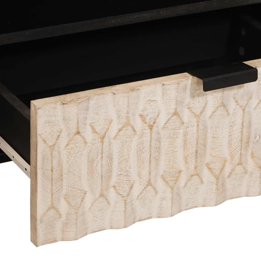 Meuble TV avec tiroir Finition Lavage Blanc 80 x 33 x 46 cm - 7