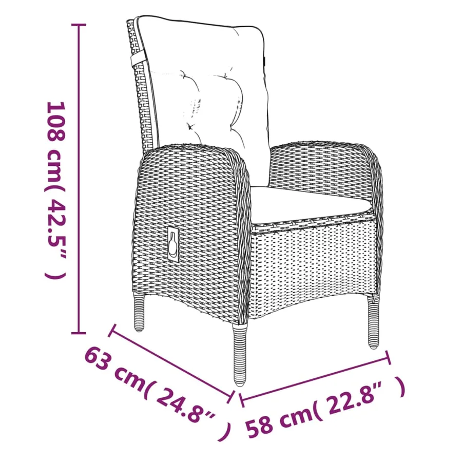 Ensemble à manger de jardin avec coussins 9 pcs noir - 8