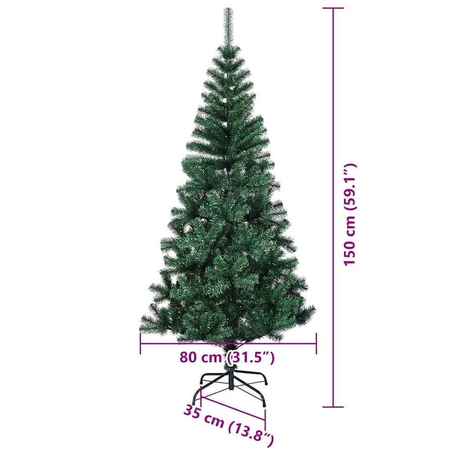 Sapin de Noël artificiel pré-éclairé Vert 150 cm PVC et métal - 14