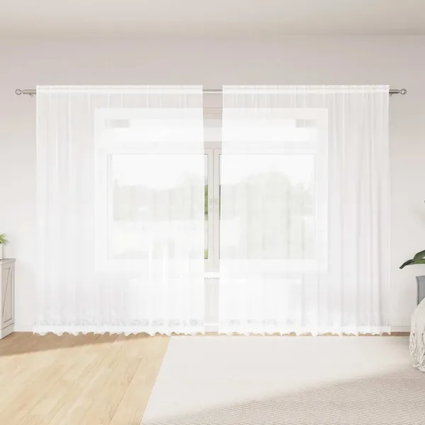 Rideau en Dentelle Blanc 300 x 245 cm Polyester