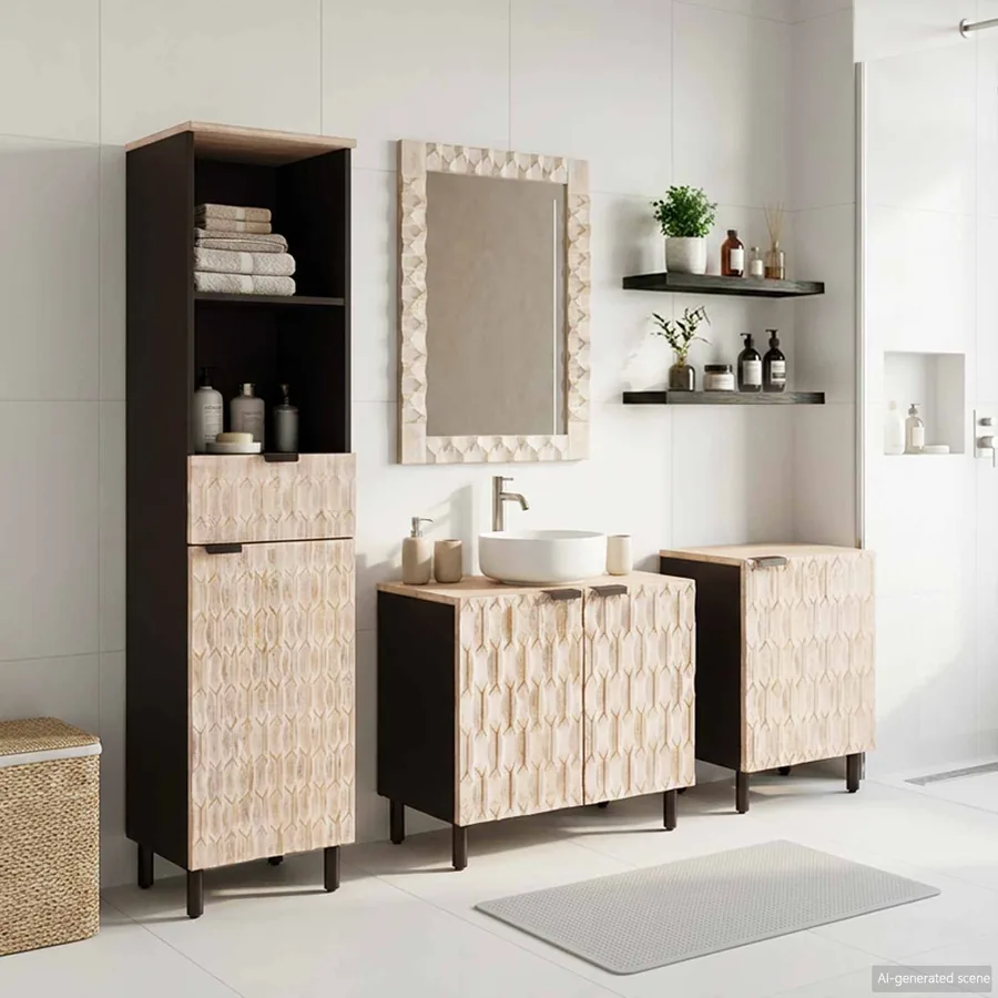 Ensembles de salle de bain 4 pcs Finition Lavage Blanc