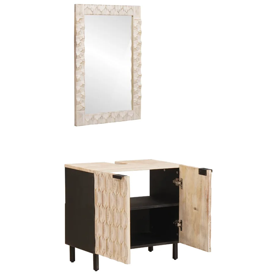 Ensembles de salle de bain avec stockage Finition Lavage Blanc - 3