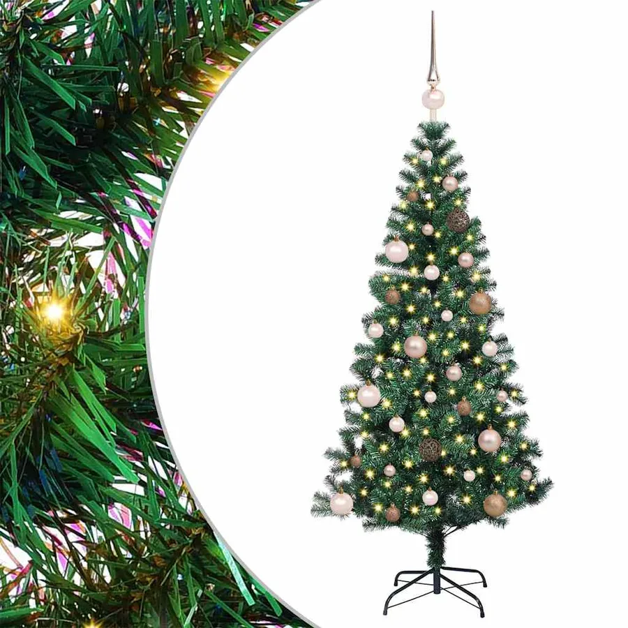 Sapin de Noël artificiel pré-éclairé Vert 150 cm PVC et métal - 2