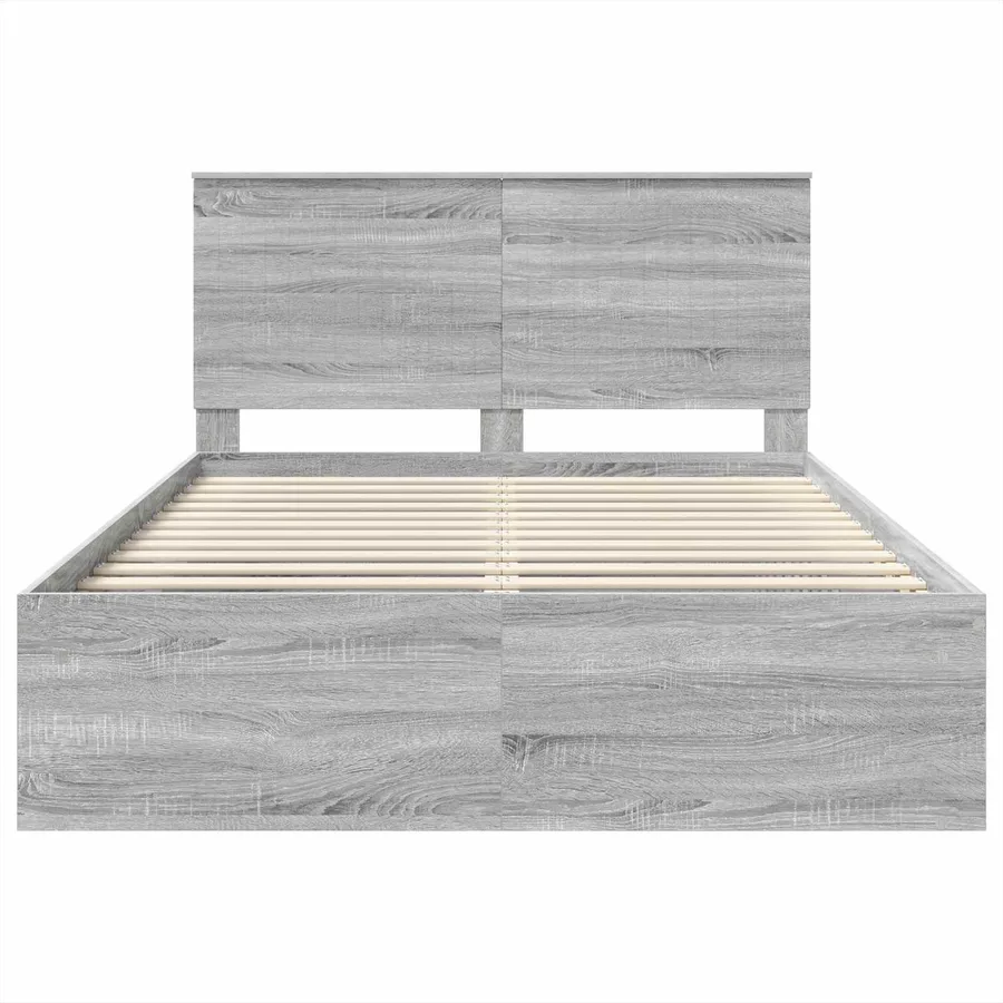 Cadre de lit Gris Sonoma 140 x 190 cm Bois de pin massif - 7