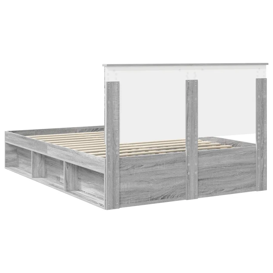 Cadre de lit Gris Sonoma 140 x 190 cm Bois de pin massif - 9