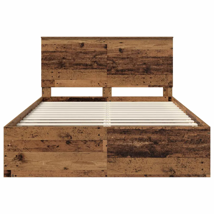 Cadre de lit Bois ancien 140 x 190 cm Bois de pin massif - 6