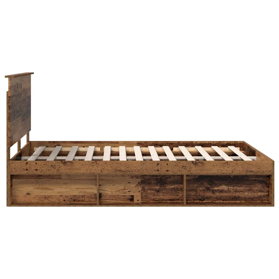 Cadre de lit Bois ancien 140 x 190 cm Bois de pin massif - 7
