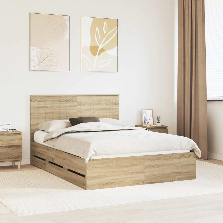Cadre de lit Chêne Sonoma 140 x 200 cm Bois Ingénierie