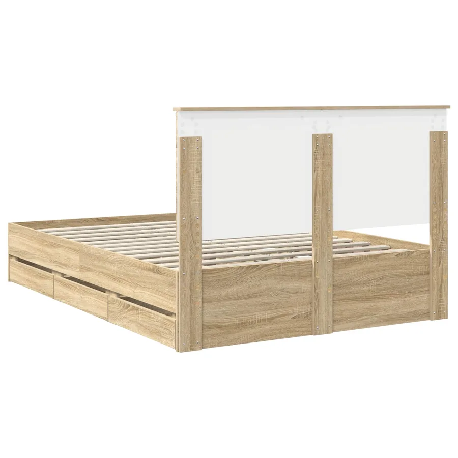 Cadre de lit Chêne Sonoma 140 x 200 cm Bois Ingénierie - 8
